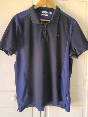 Calvin Klein Liquid Touch Men’s Navy Two-Tone Polo Shirt Size L.